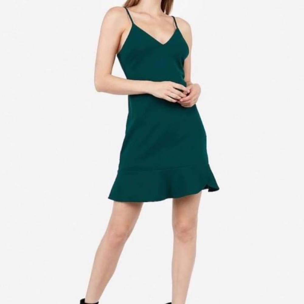 Express Emerald Green Dress - Ruffle Hem size XS